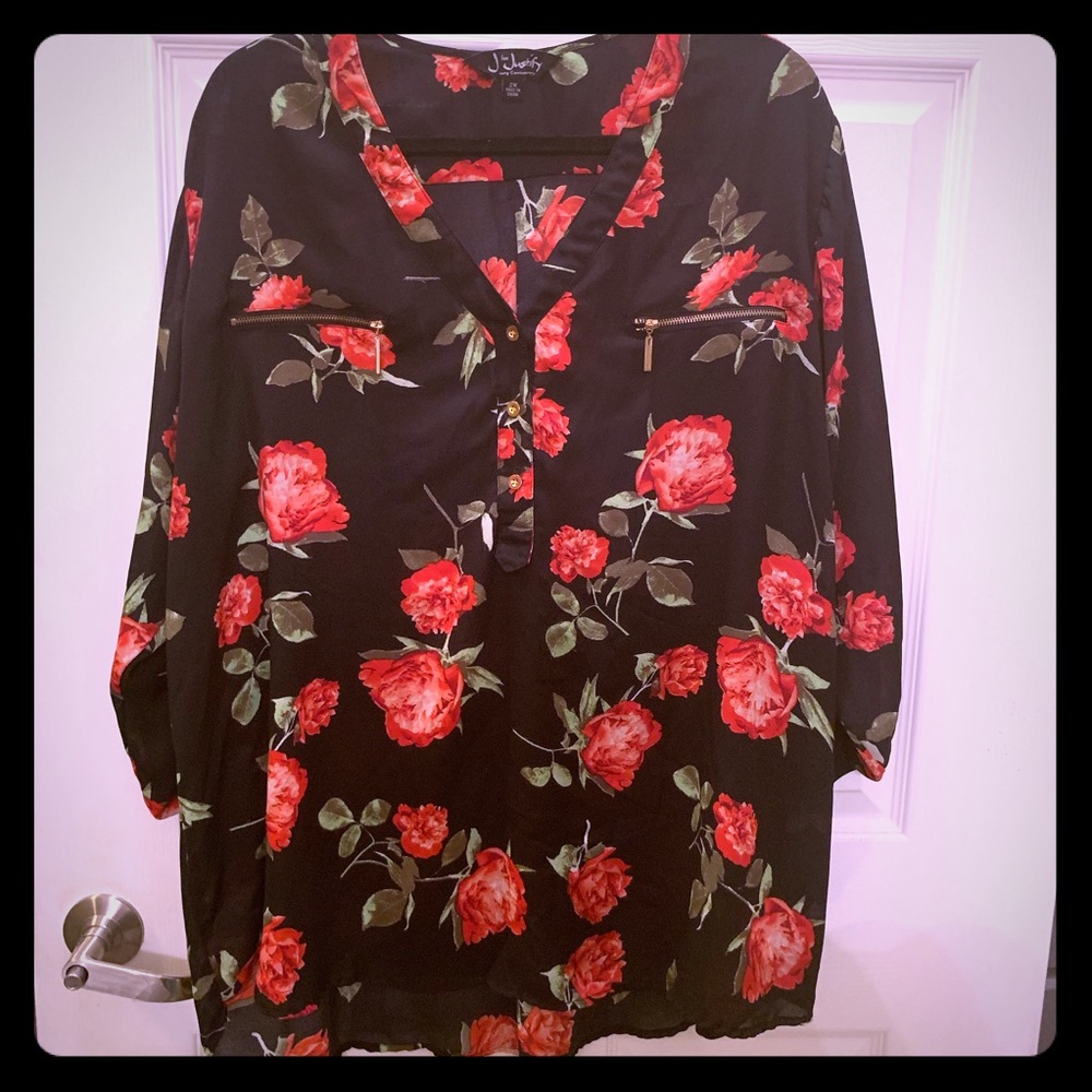 Georgette rose tunic blouse